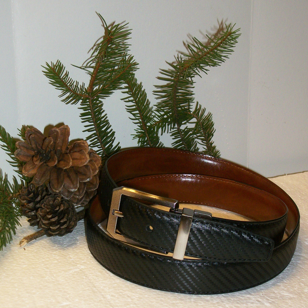 Black Sz 40 Faux Leather Belt 1 1/8" W  NWOT